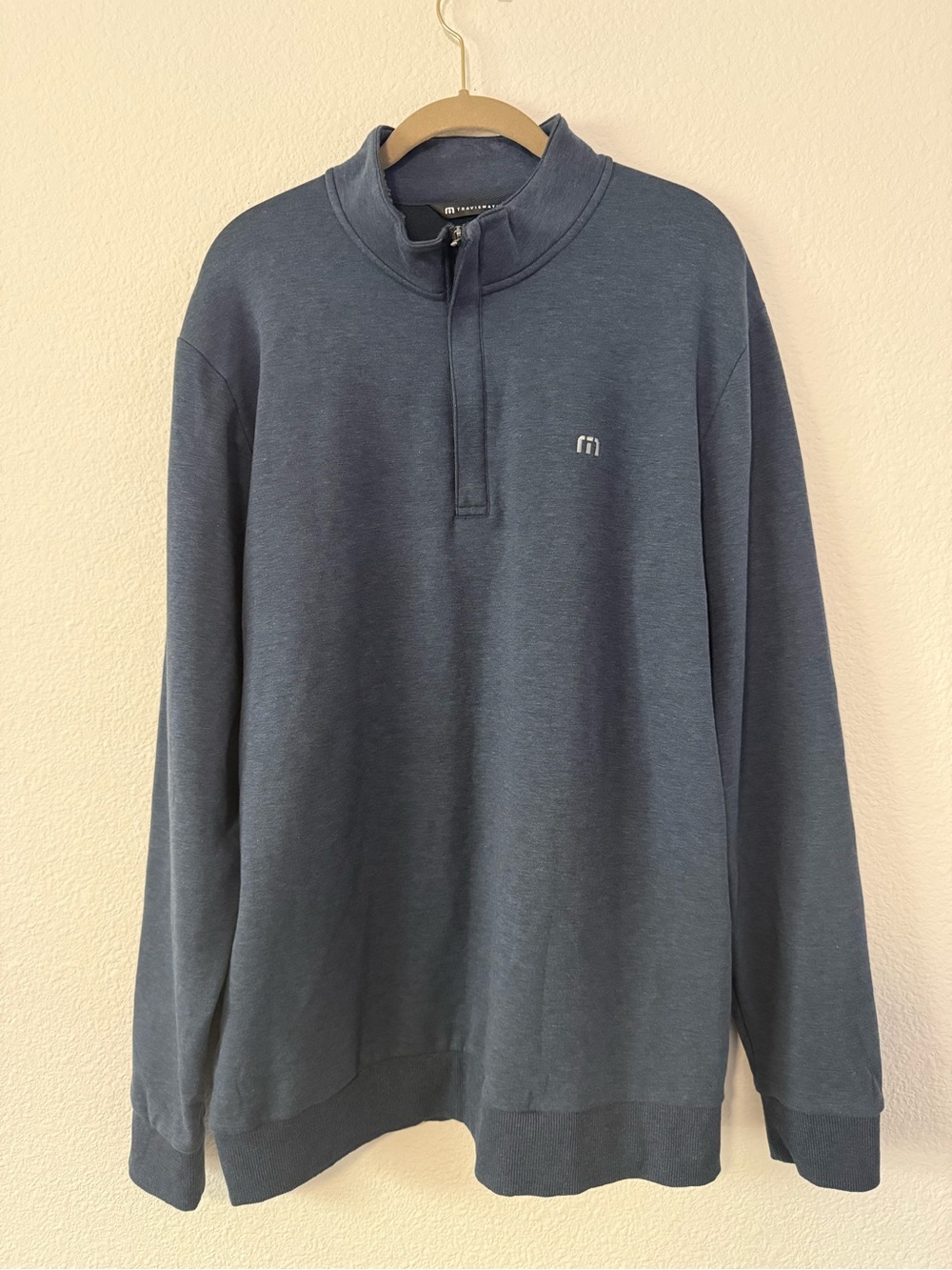 TravisMathew Men's Half-Zip Pullover Sweatshirt- Slate Navy